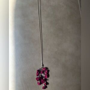 Elegant Pink Floral Pendant y drop Necklace